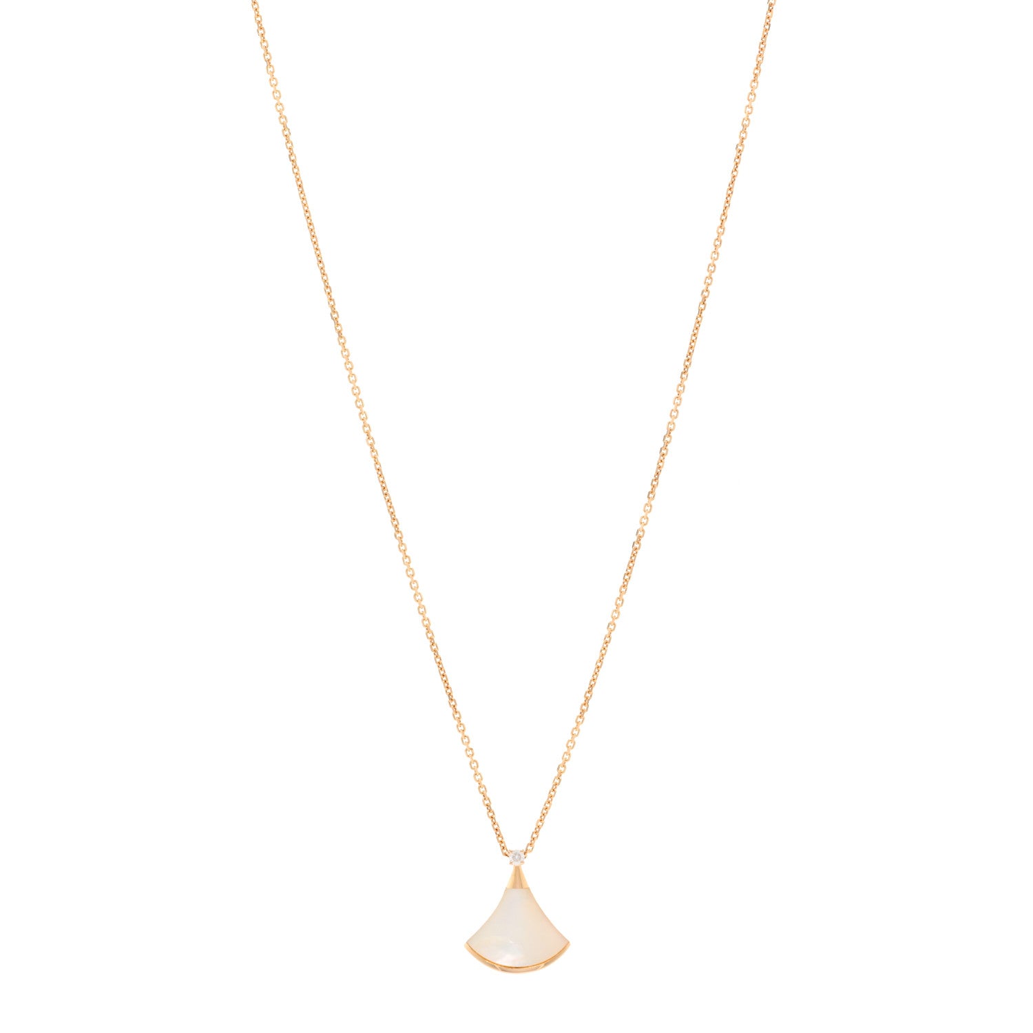 Bulgari 18K Rose Gold Diamond Mother of Pearl Small Divas' Dream Pendant Necklace 1 of 4