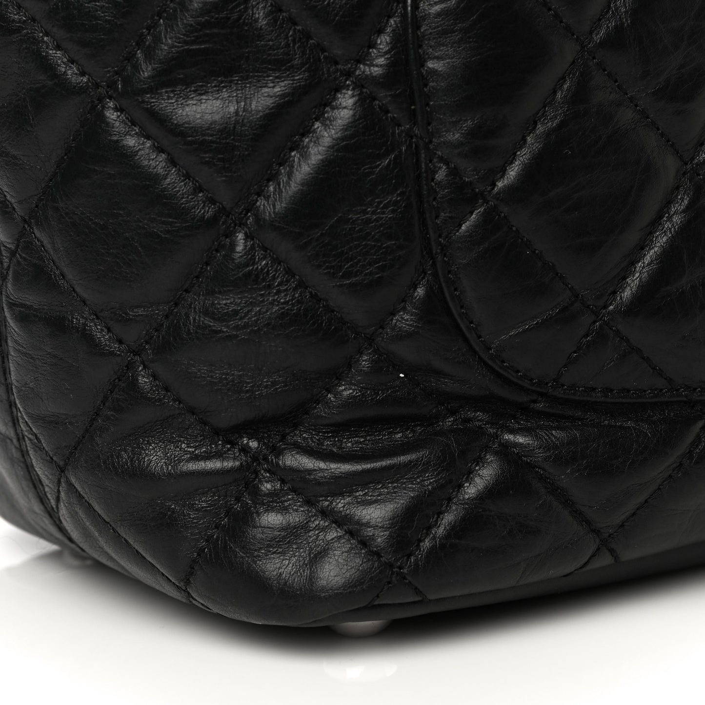 Aged Calfskin Quilted Large Cotton Club Tote Black