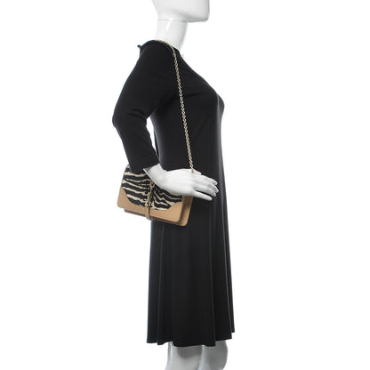 Gucci Calf Hair Zebra Print Piston Broadway Evening Bag Beige 2 of 9