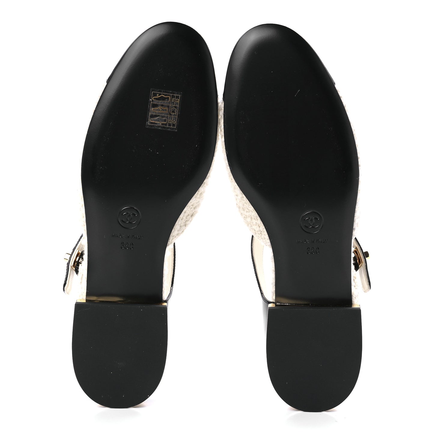 Tweed Patent Cap Toe Ballerina Flats 38 White Black