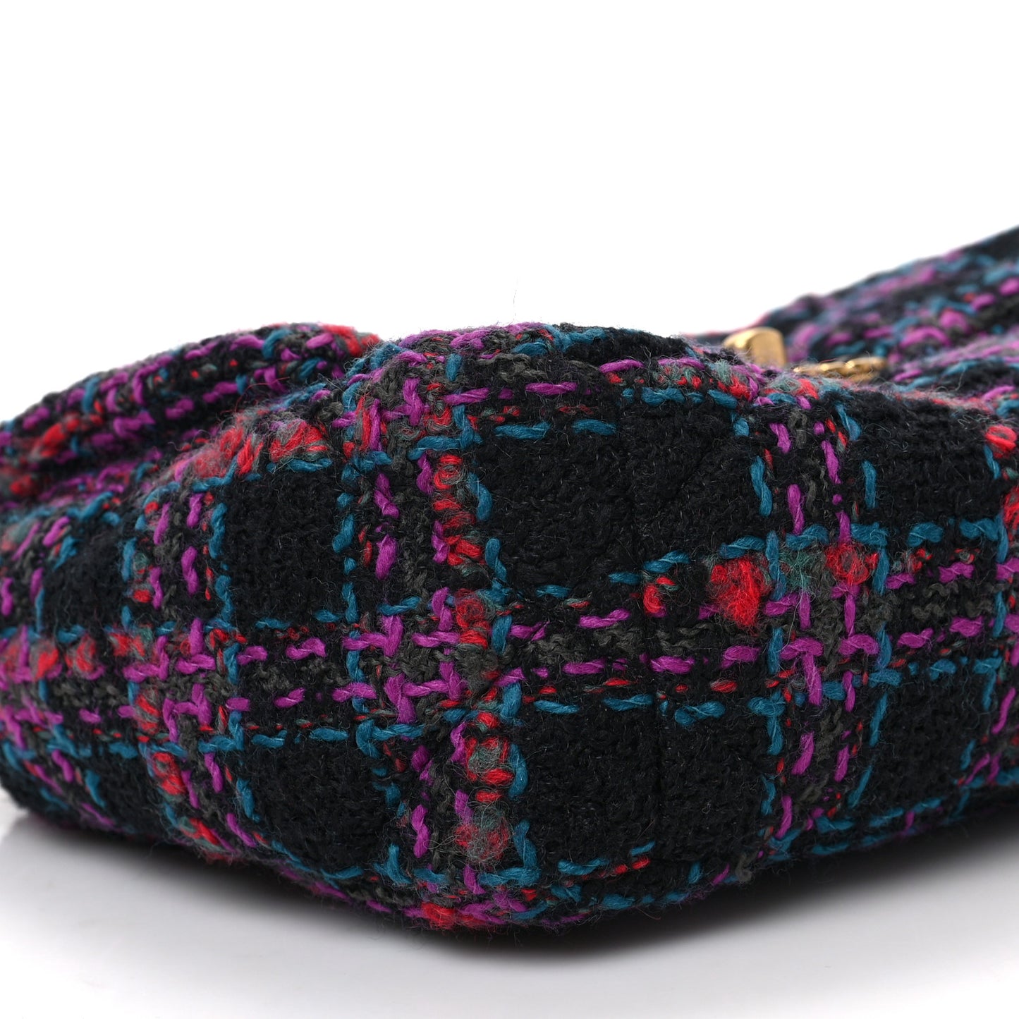 Tweed Quilted Medium Chanel 19 Flap Black Blue Purple