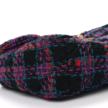 Chanel Tweed Quilted Medium Chanel 19 Flap Black Blue Purple 8 of 9