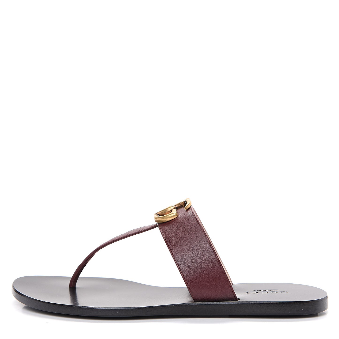 Calfskin GG Marmont Thong Sandals 35.5 Vintage Bordeaux