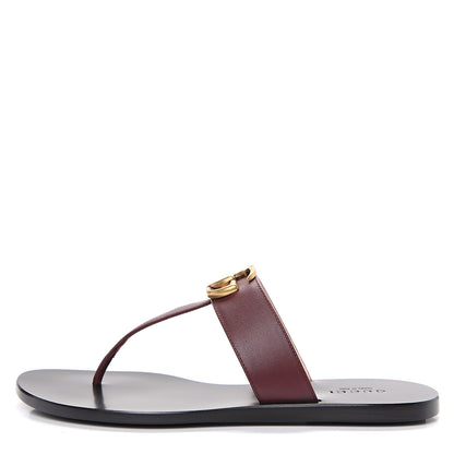 Gucci Calfskin GG Marmont Thong Sandals 35.5 Vintage Bordeaux 1 of 10