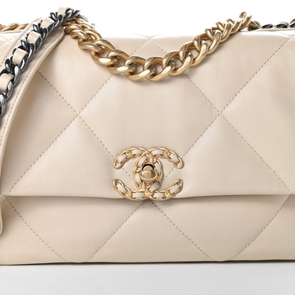 Chanel Lambskin Quilted Medium Chanel 19 Flap Beige 8 of 10
