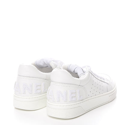 Chanel Calfskin Womens Logo Sneakers 38 White 4 of 9