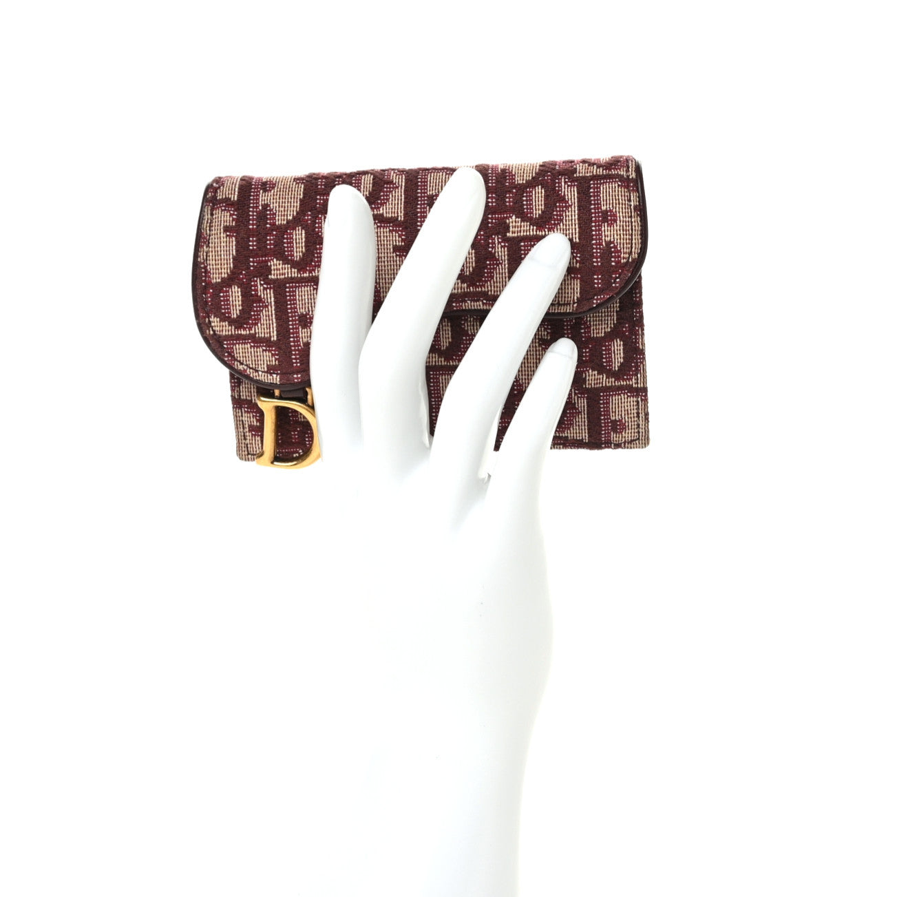 Oblique Saddle Card Holder Bordeaux