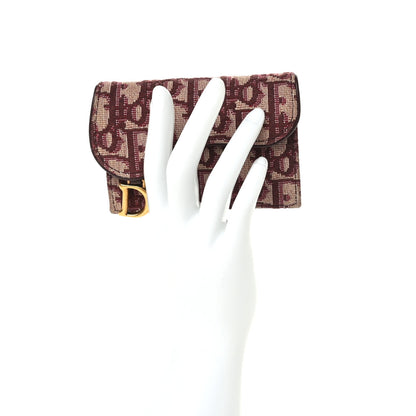 Christian Dior Oblique Saddle Card Holder Bordeaux 2 of 6