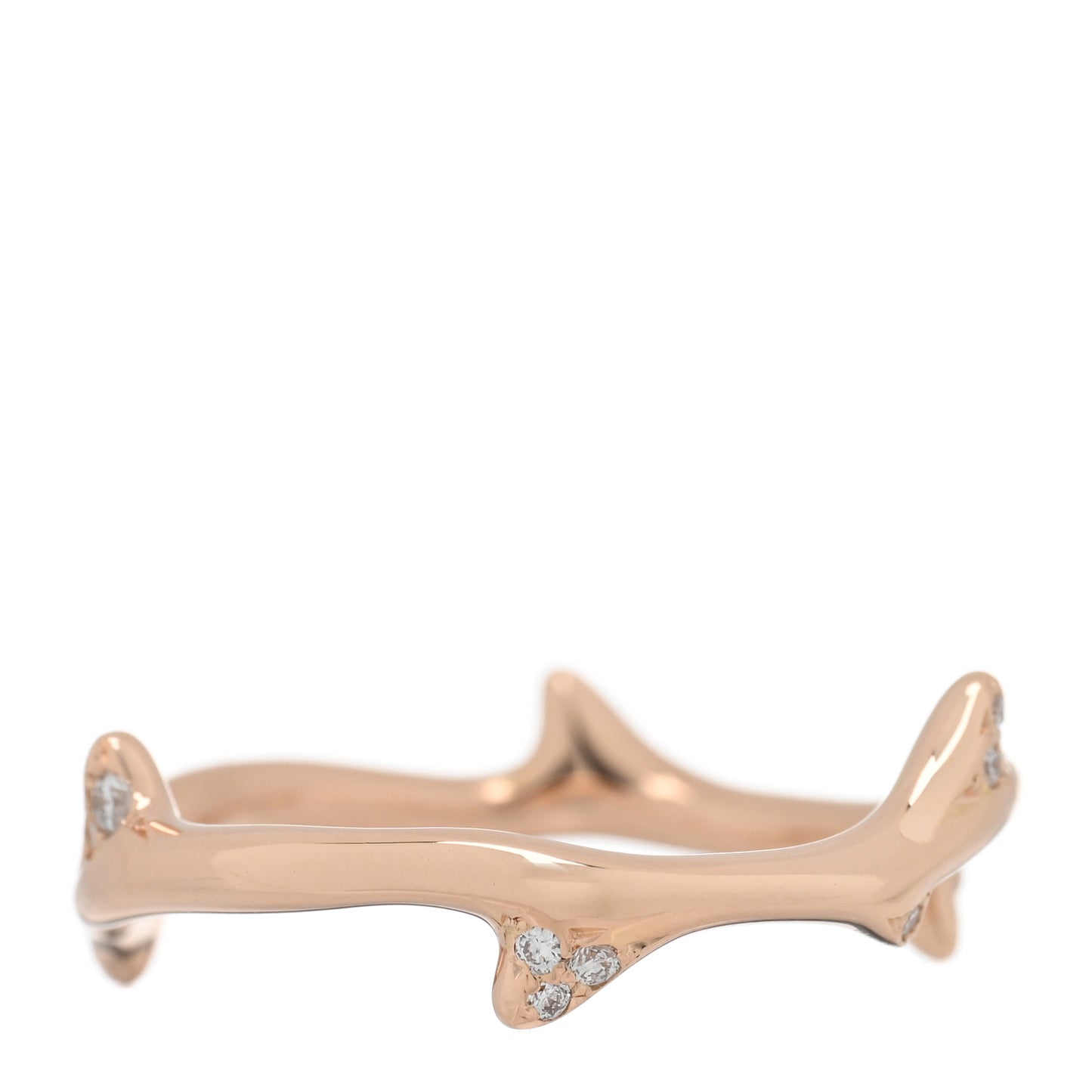 18K Rose Gold Diamond Bois de Rose Ring 58 8.5