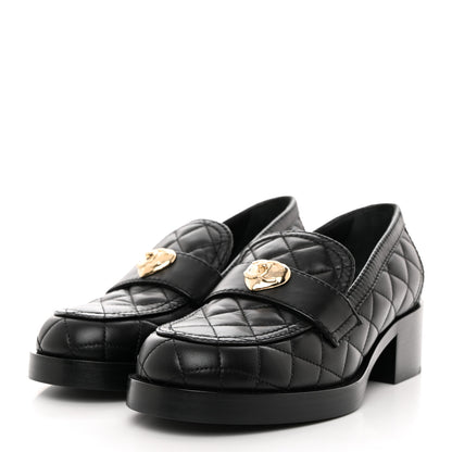 Chanel Lambskin Quilted CC Heart Loafers 37 Black 3 of 12