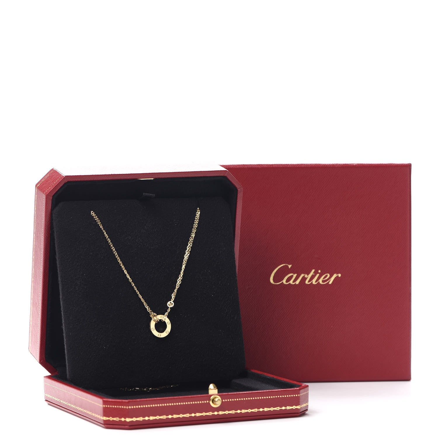 Cartier 18K Yellow Gold 2 Diamond LOVE Necklace 6 of 6