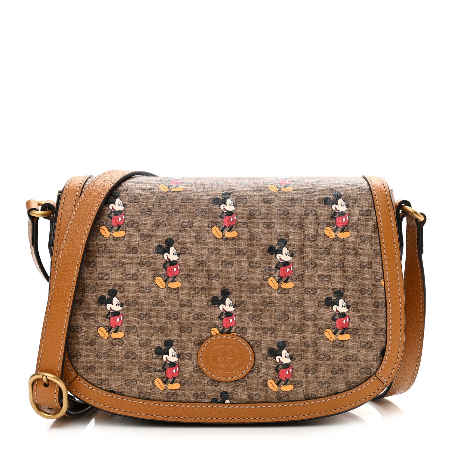 Gucci X DISNEY Mini Vintage GG Supreme Monogram Mickey Mouse Small Flap Messenger Bag Beige Vintage Sun Oil 1 of 11