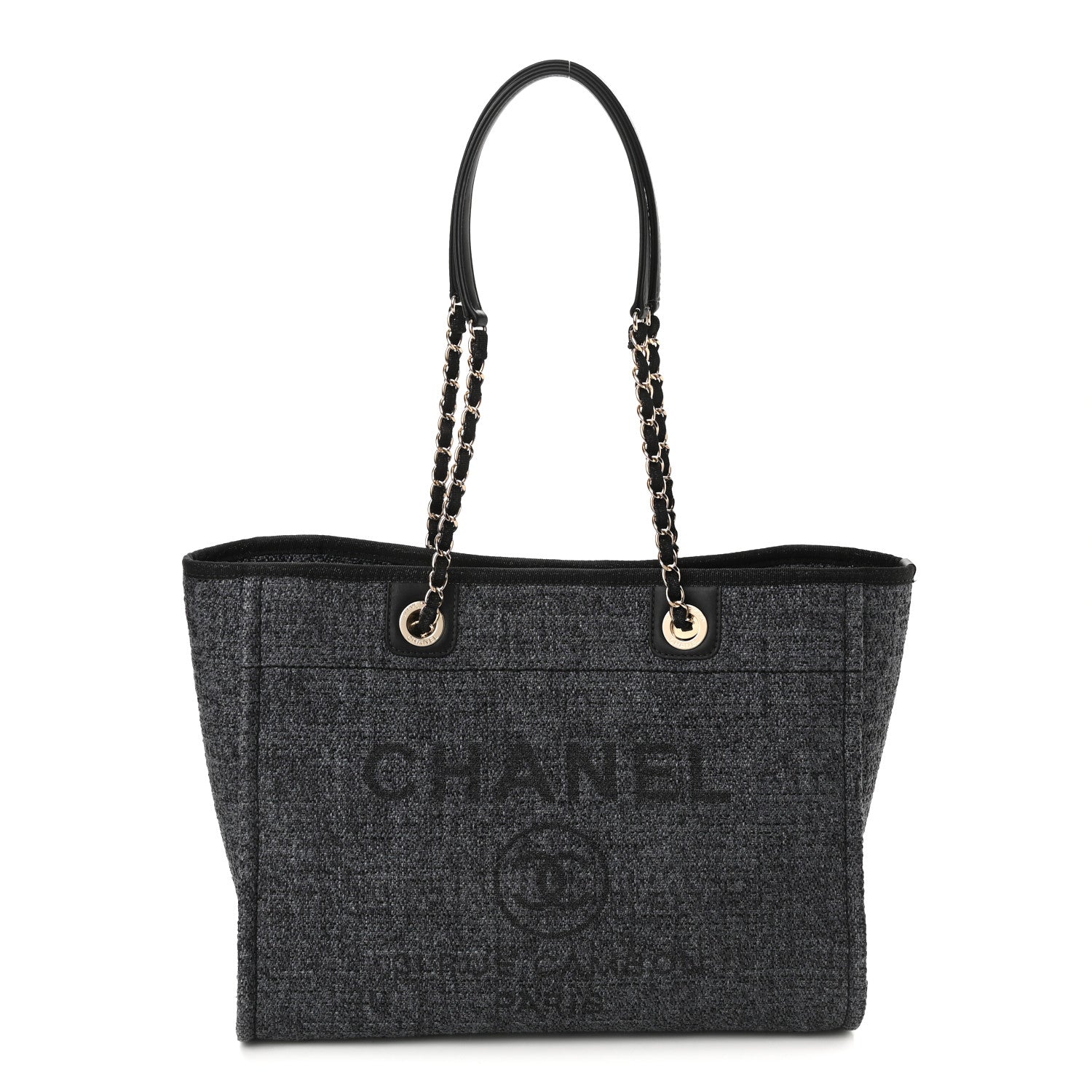 Chanel Mixed Fibers Calfskin Small Deauville Tote Black 1 of 10