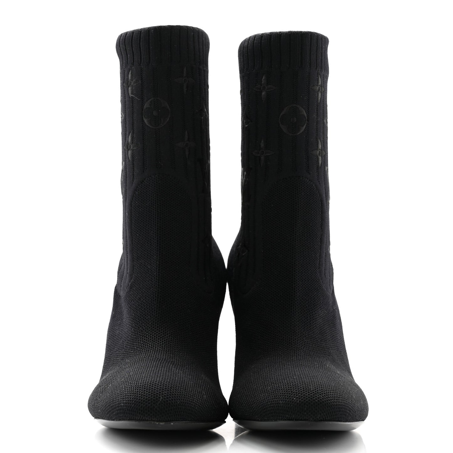 Monogram Stretch Fabric Silhouette Ankle Boots 38 Black