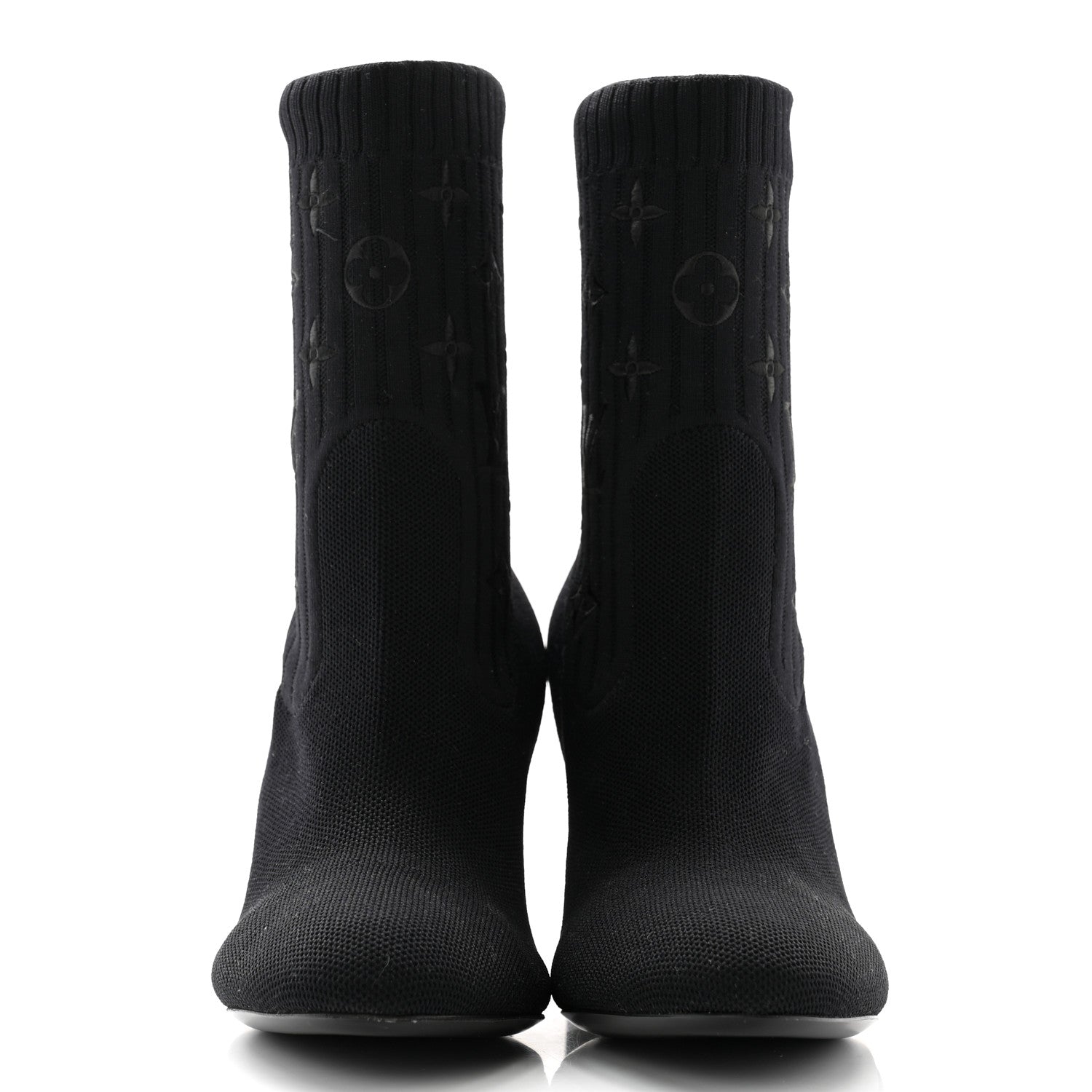 Louis Vuitton Monogram Stretch Fabric Silhouette Ankle Boots 38 Black 2 of 7