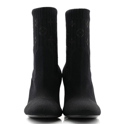 Louis Vuitton Monogram Stretch Fabric Silhouette Ankle Boots 38 Black 2 of 7