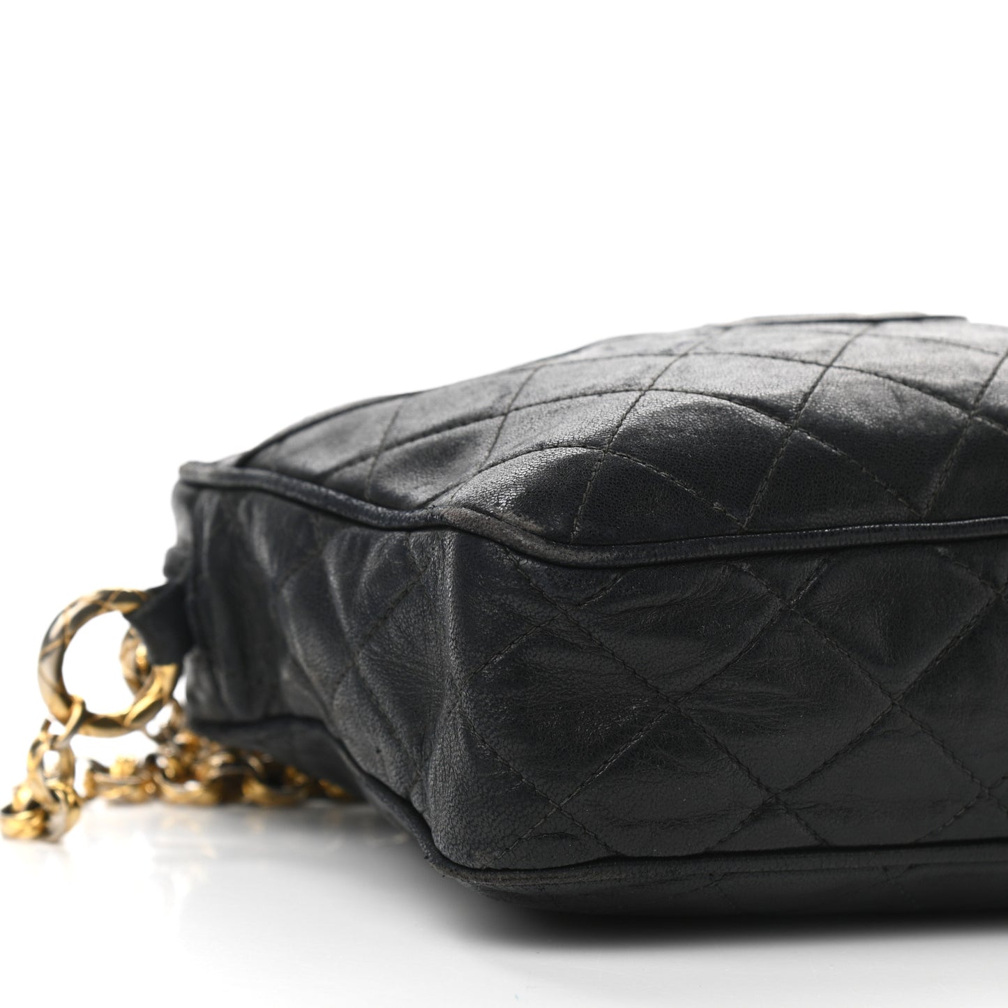Lambskin Quilted CC Tassel Camera Case Black