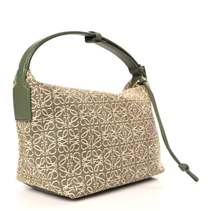 Loewe Jacquard Anagram Calfskin Small Cubi Bag Ecru Green 3 of 9