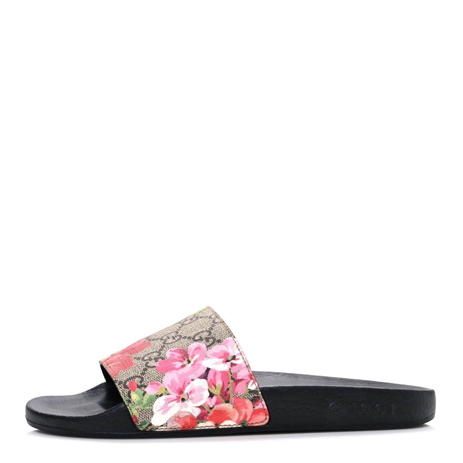 Gucci GG Supreme Monogram Blooms Slide Sandals 38 Beige Multicolor 1 of 11