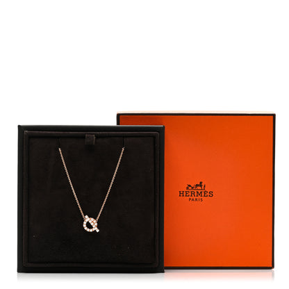 Hermes 18K Rose Gold Diamond Finesse Pendant Necklace 5 of 5