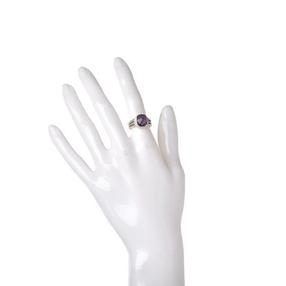 David Yurman Sterling Silver Diamond Amethyst 10mm Petite Wheaton Ring 49 5 2 of 6