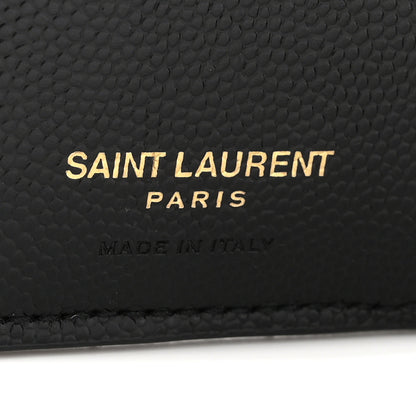 Saint Laurent Grain De Poudre Matelasse Chevron Monogram Zipped Card Case Black 6 of 8