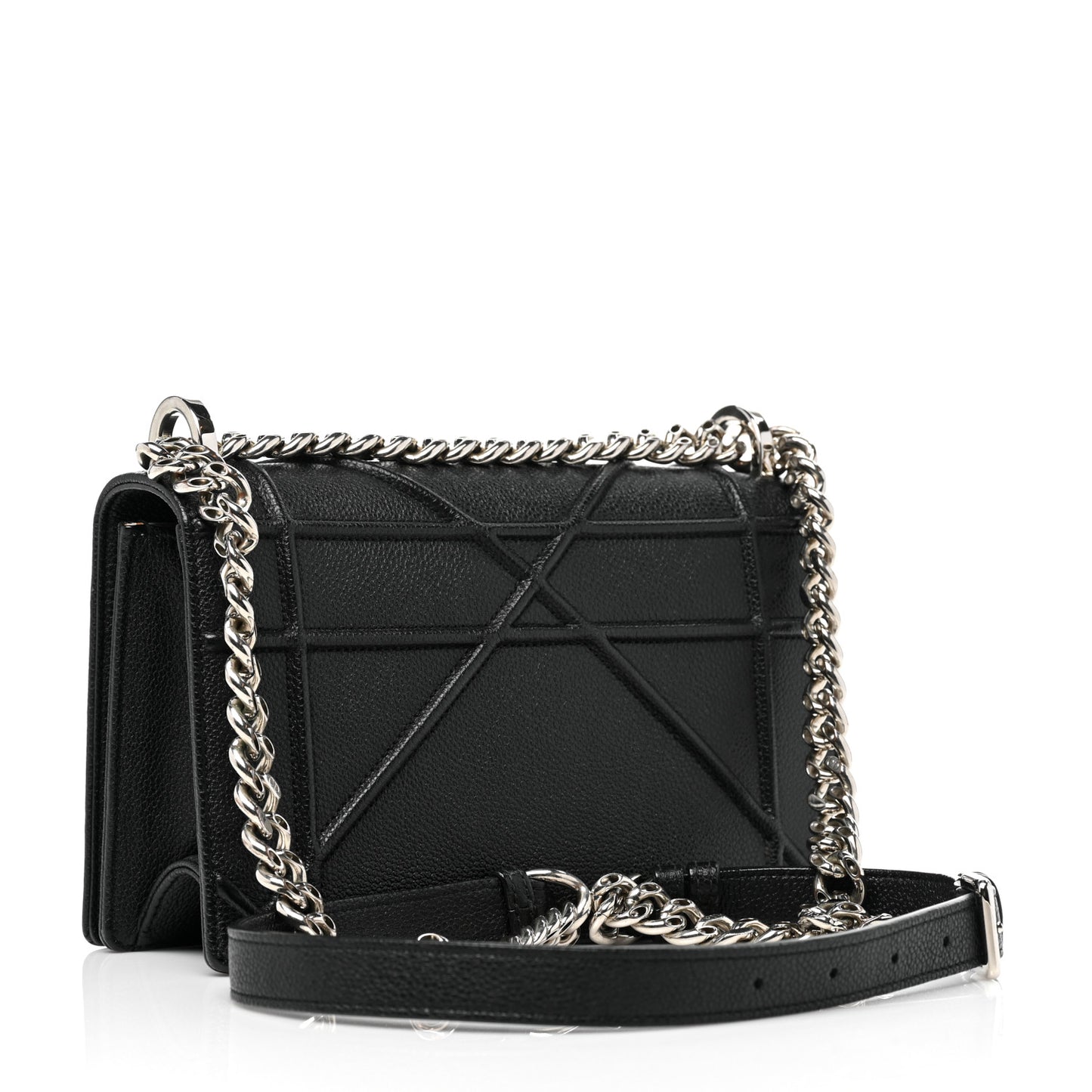 Grained Calfskin Small Diorama Flap Bag Black