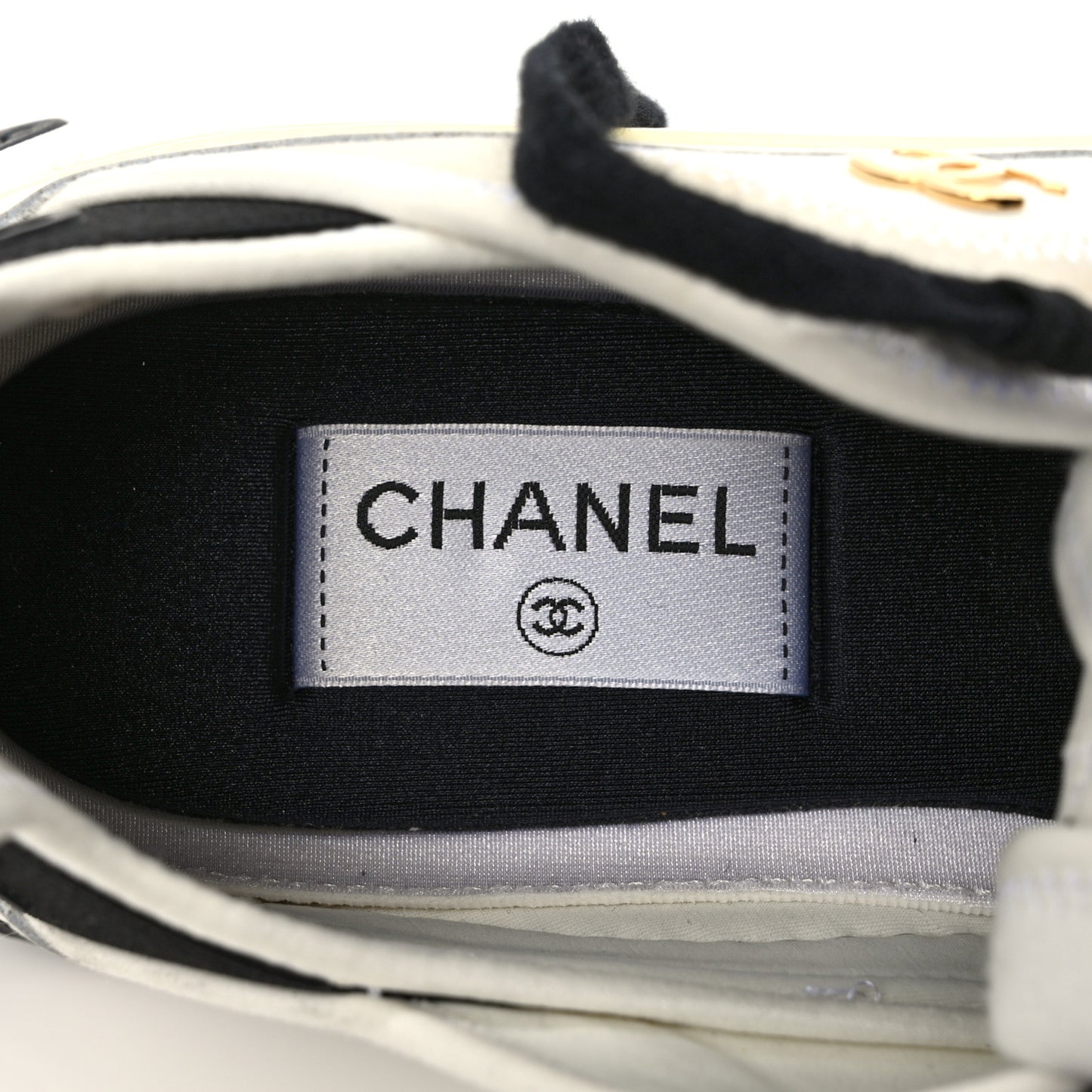 Velvet Calfskin Mixed Fibers CC Sneakers 40.5 Ivory Black