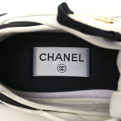 Chanel Velvet Calfskin Mixed Fibers CC Sneakers 40.5 Ivory Black 8 of 9