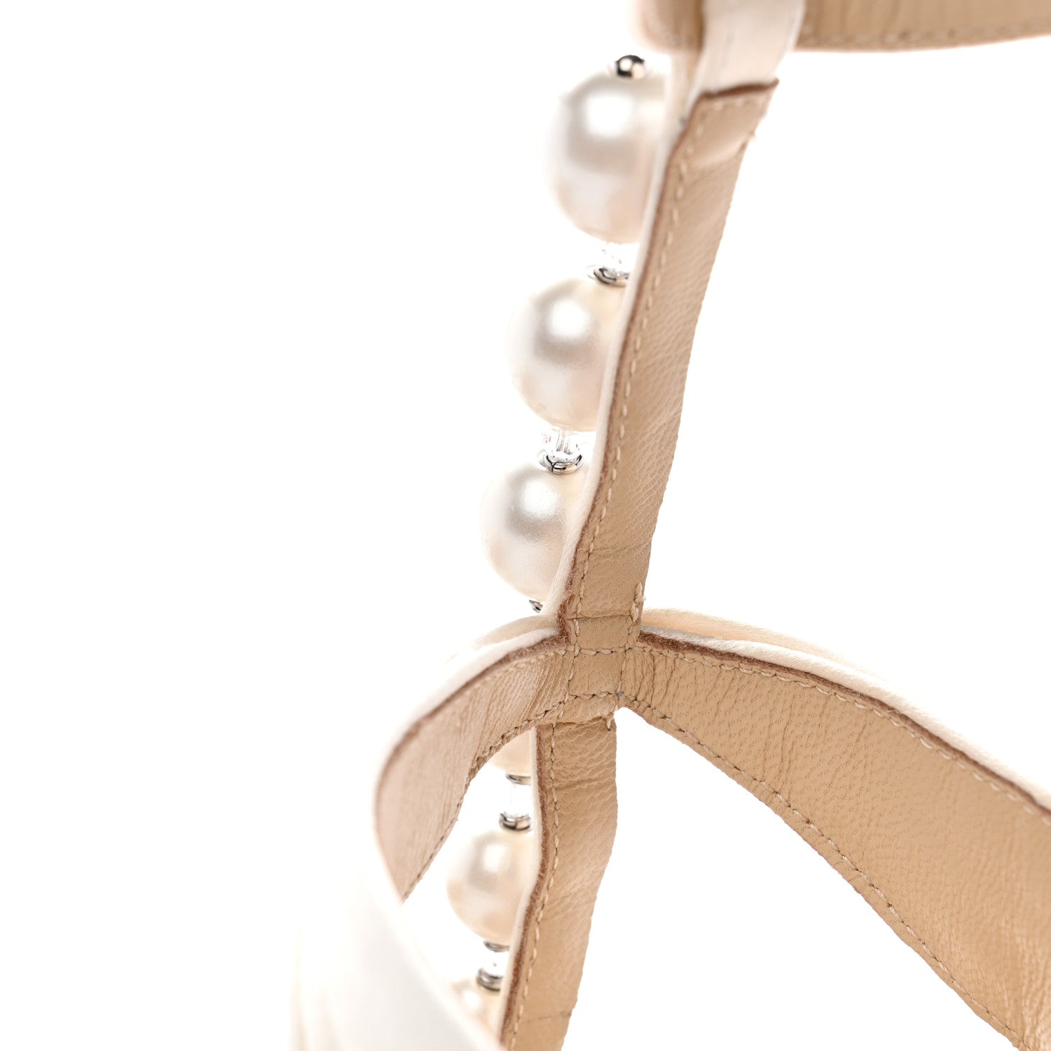 Jimmy Choo Satin Pearl Aura 95 Sandals 41 Ivory White 8 of 10