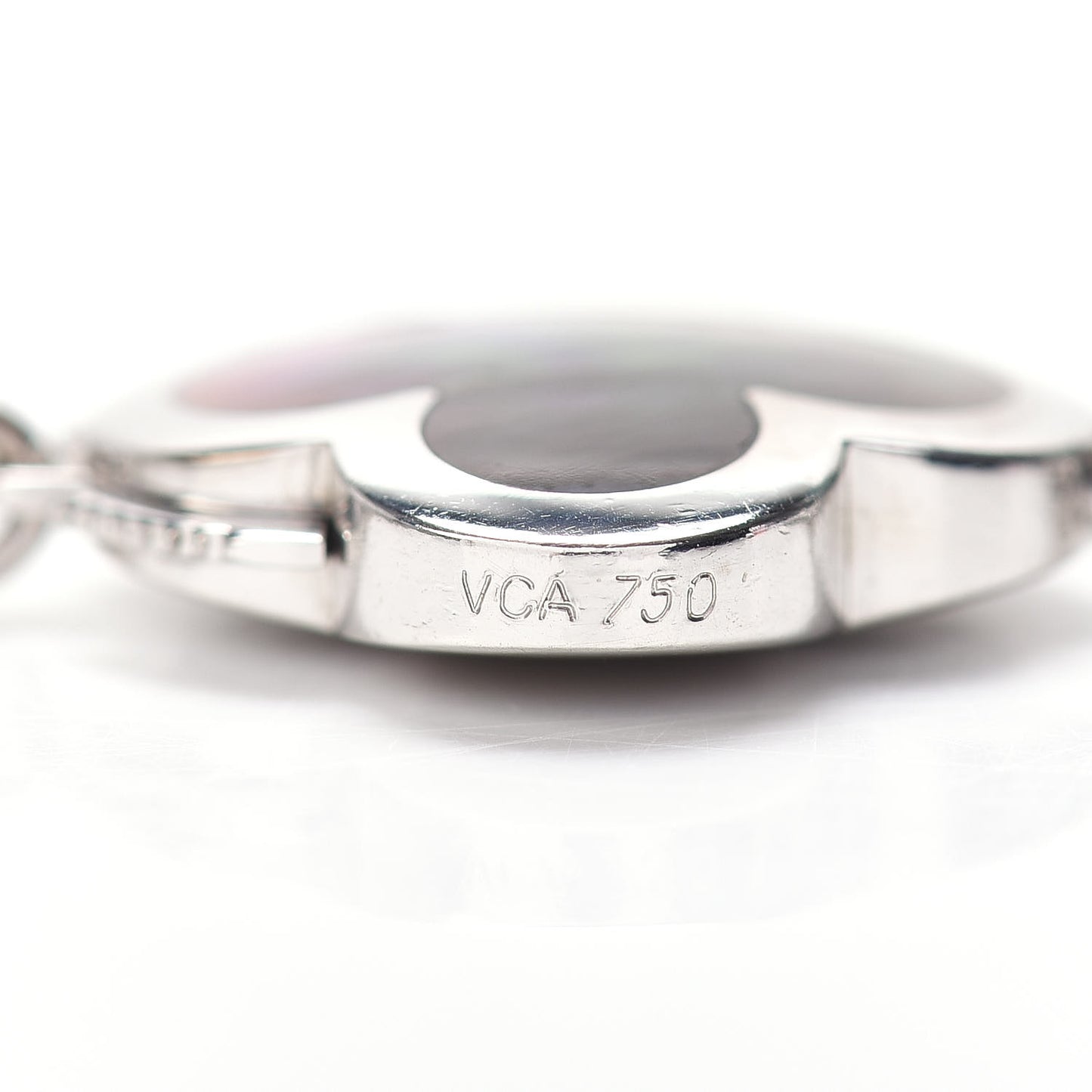 18K White Gold Grey Mother of Pearl 9 Motifs Pure Alhambra Necklace