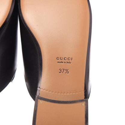 Gucci Calfskin Flower Embroidered Womens Princetown Slippers 37.5 Black 8 of 9