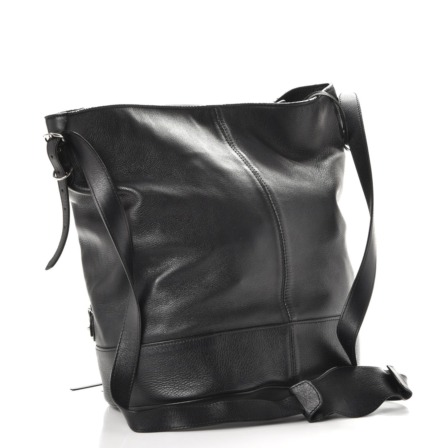 Veau Papier Classic Hardware Drop Bucket Bag Nero Black