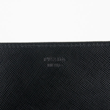 Prada Saffiano Metal Oro Chain Wallet Nero Black 6 of 7