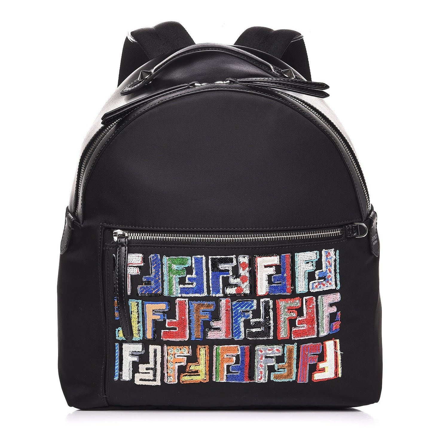 Nylon Vitello Liberty Sequin Fun Fair Embroidered Backpack Black
