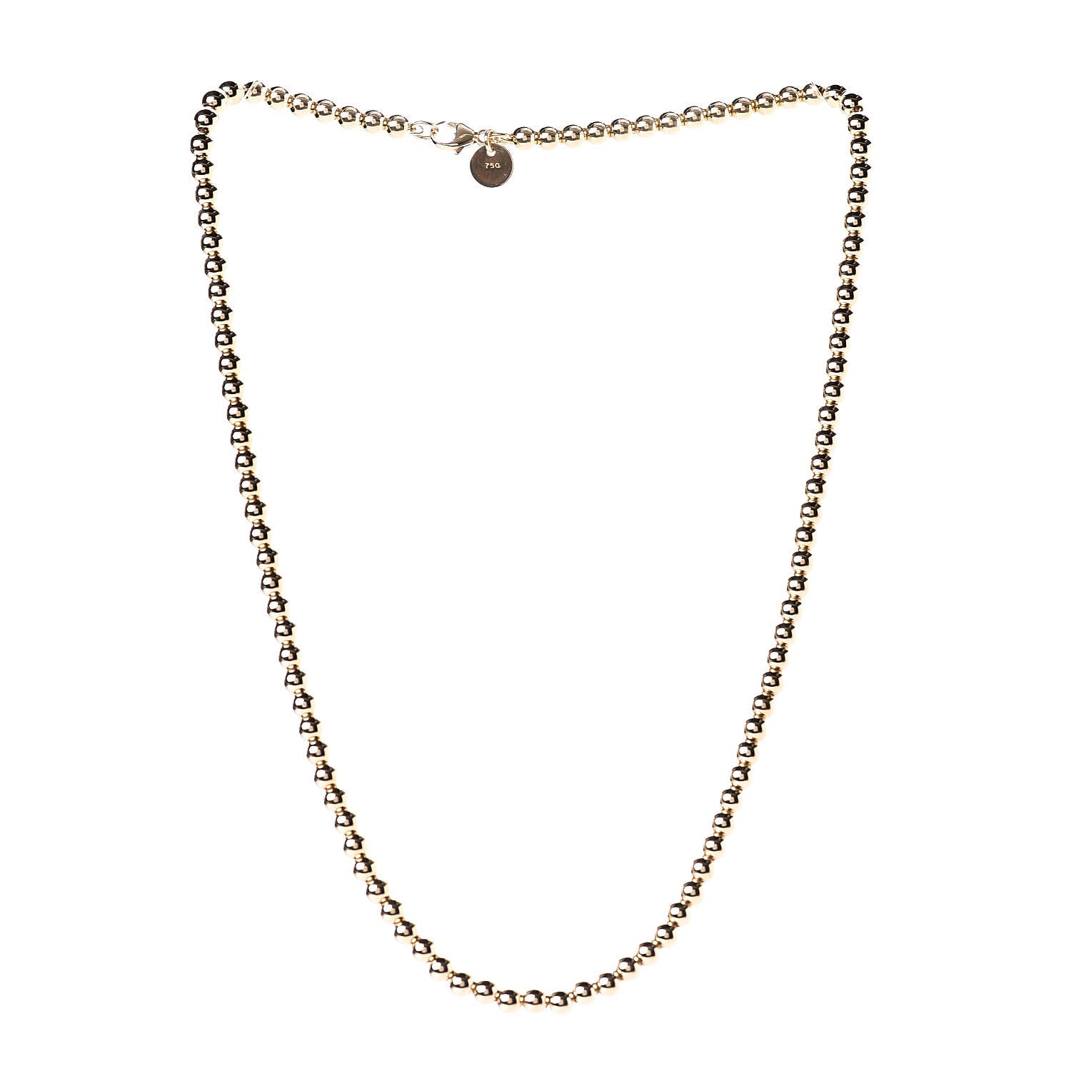 Tiffany 18K Yellow Gold 4mm Bead Necklace 3 of 6