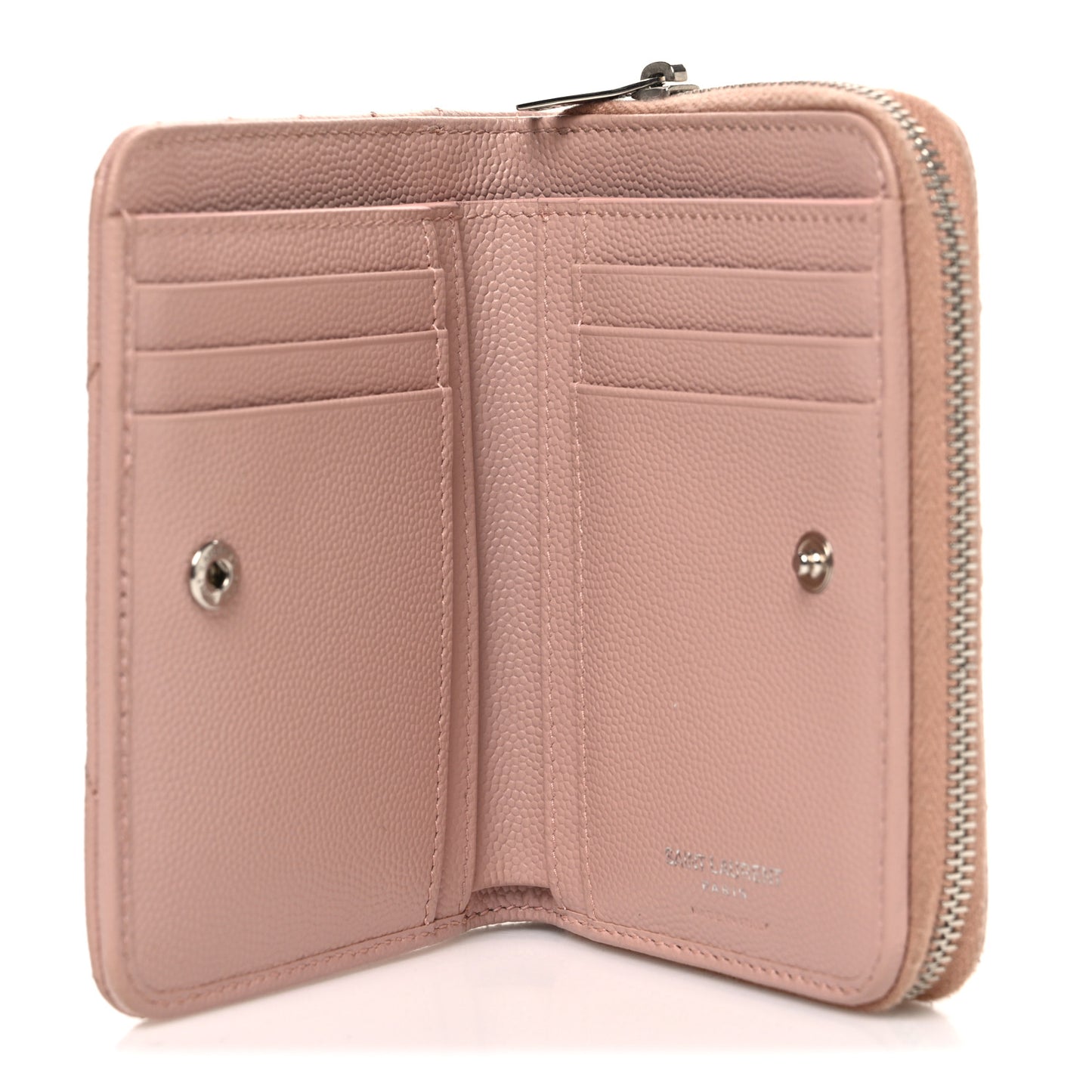 Grain De Poudre Matelasse Chevron Monogram Compact Zip Around Wallet Pink