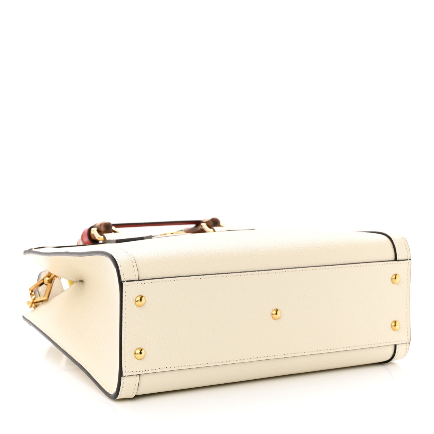 Gucci Textured Dollar Calfskin Web Small Diana Tote Bag Mystic White 4 of 14