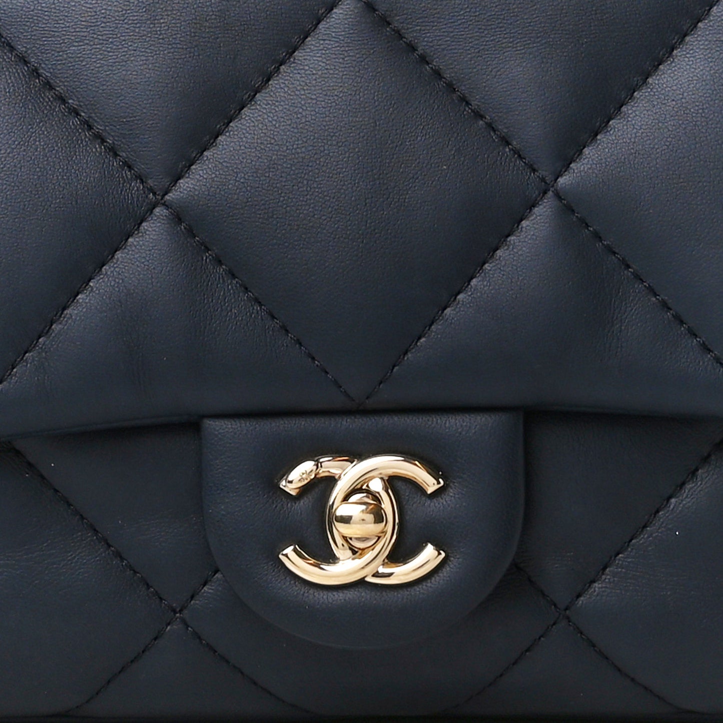 Calfskin Quilted Top Handle Single Flap Navy
