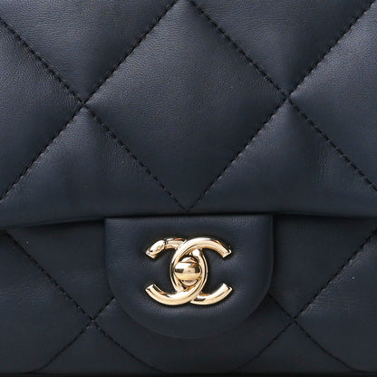 Chanel Calfskin Quilted Top Handle Single Flap Navy 9 of 11