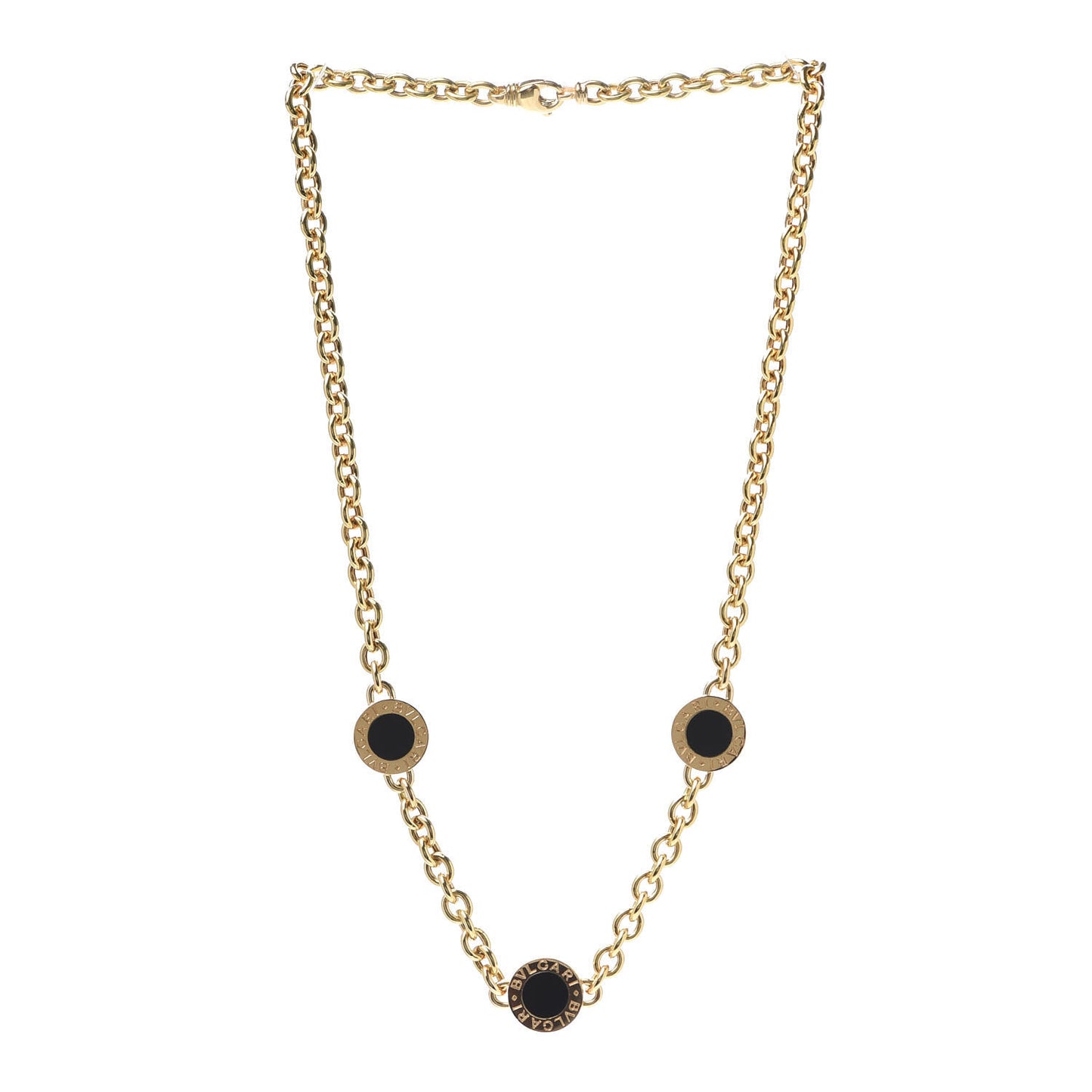 18K Yellow Gold Black Onyx BVLGARI BVLGARI Station Necklace