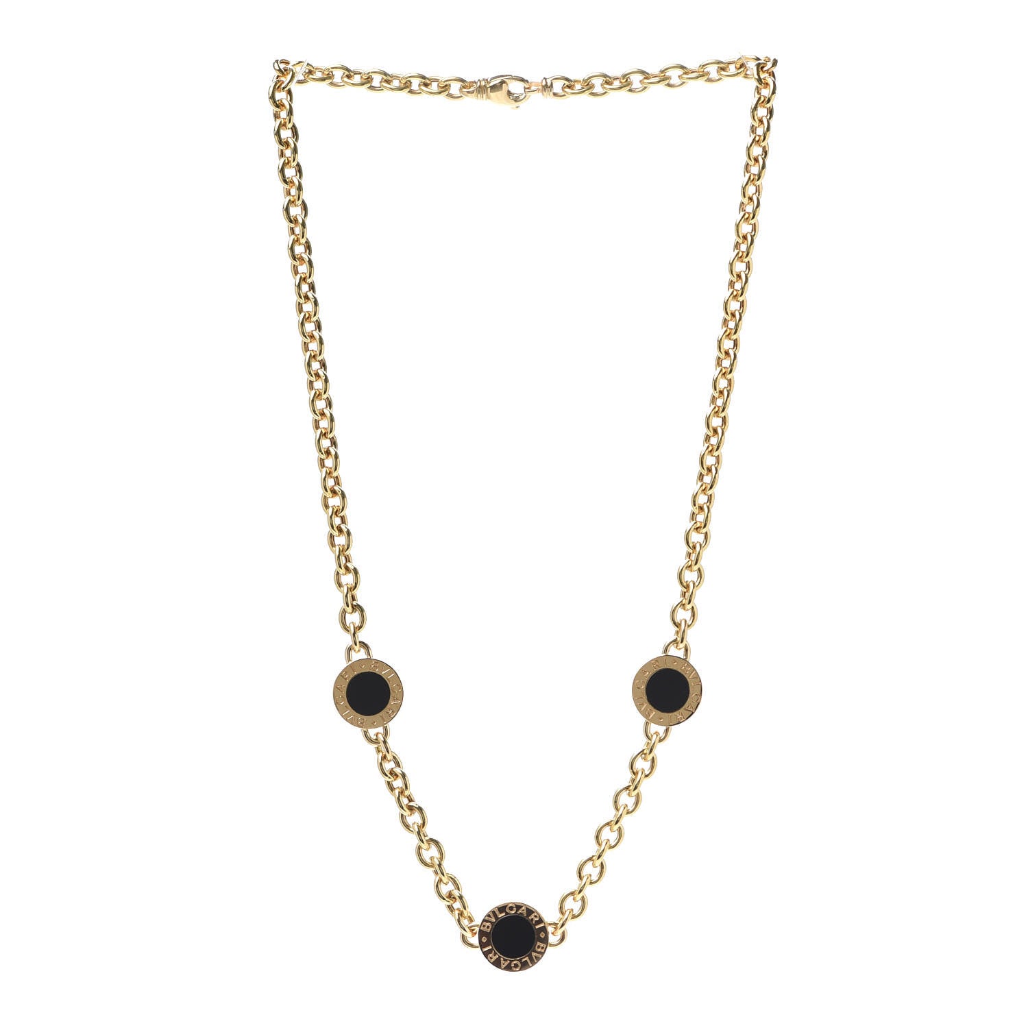 Bulgari 18K Yellow Gold Black Onyx BVLGARI BVLGARI Station Necklace 3 of 5