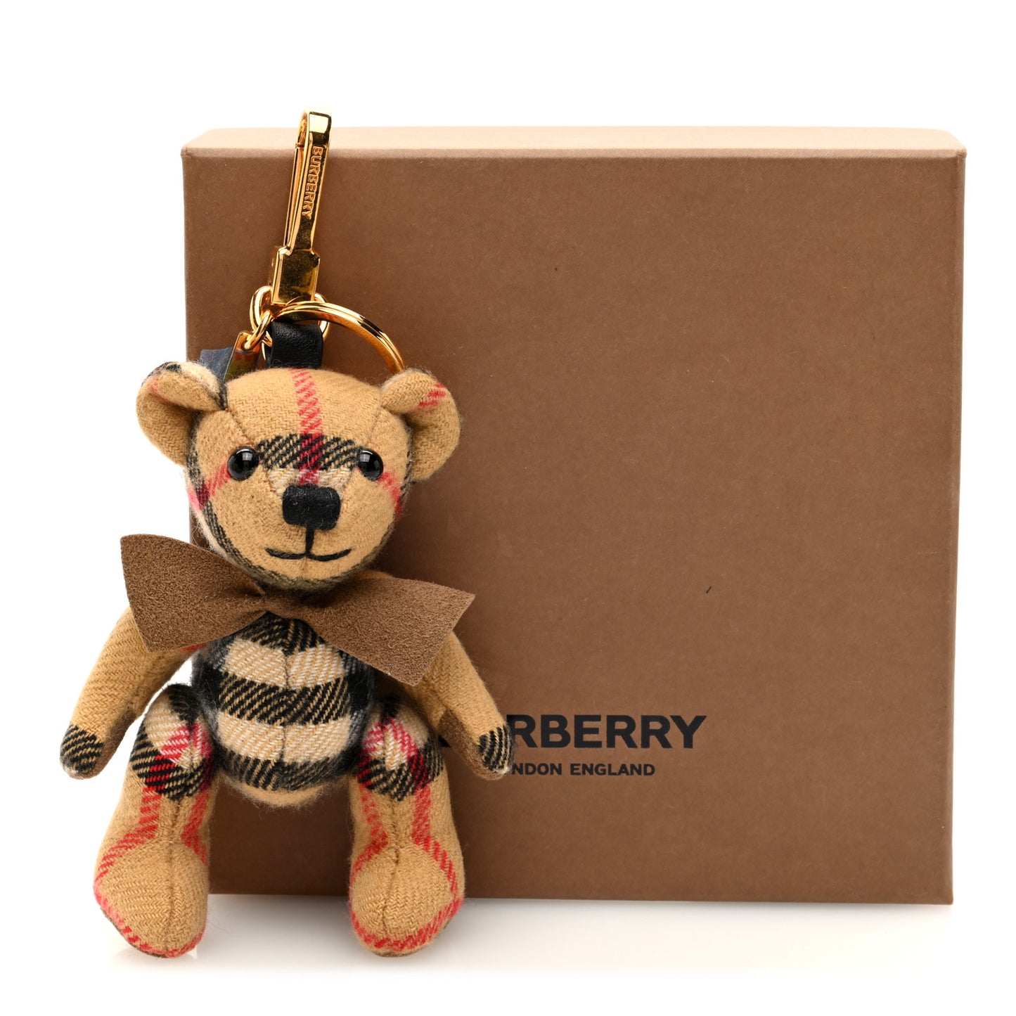 Cashmere Vintage Check Thomas Bear Bag Charm Antique Yellow