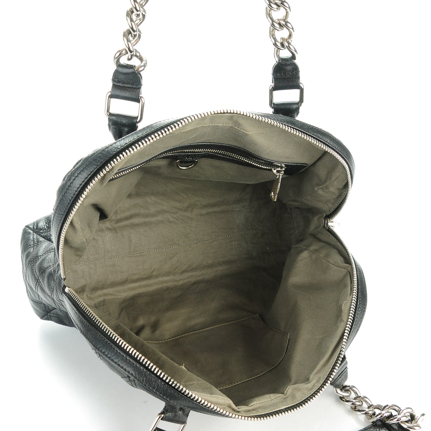 Lacquered Goatskin Quilted Karlie Satchel Black