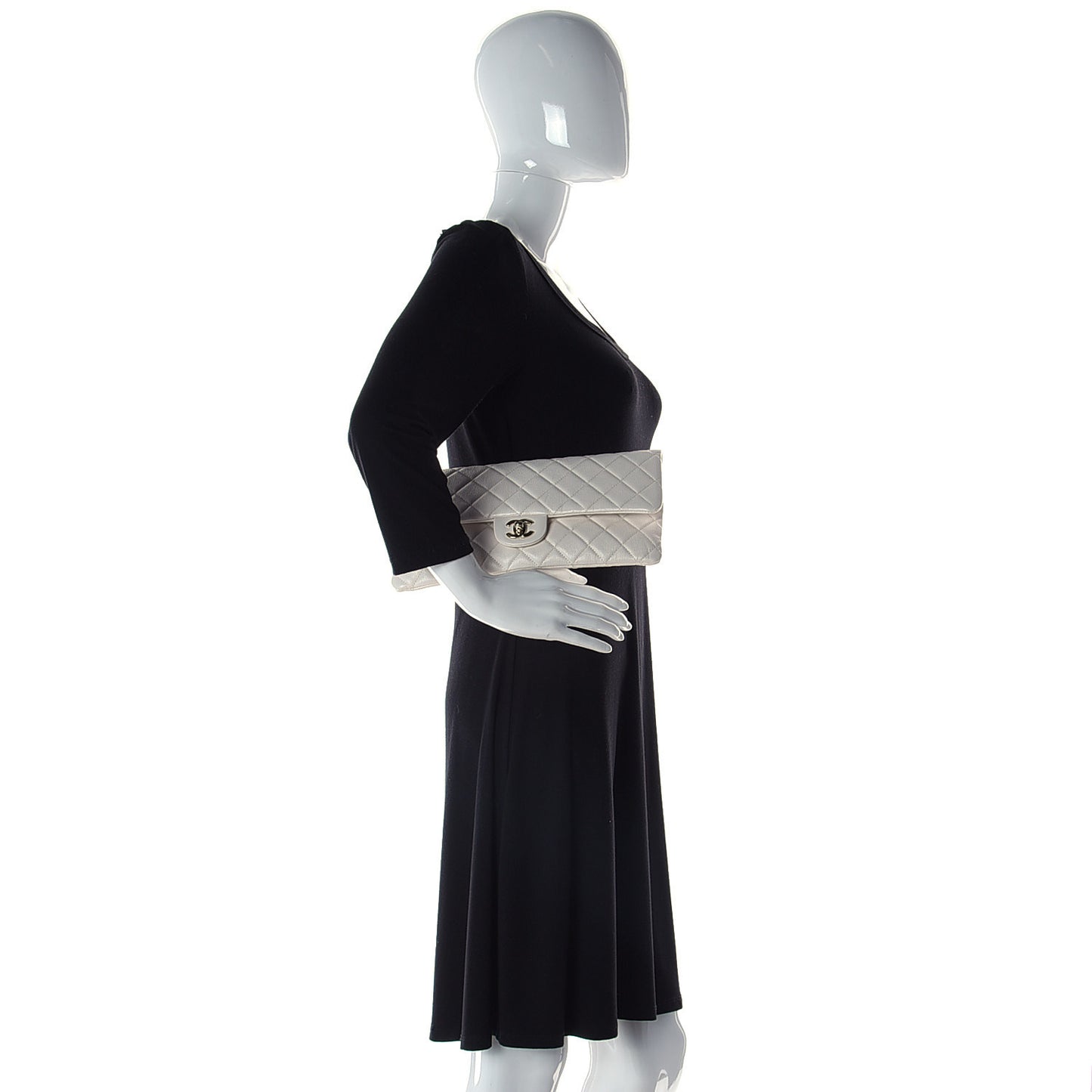 Caviar Quilted Flap Clutch White