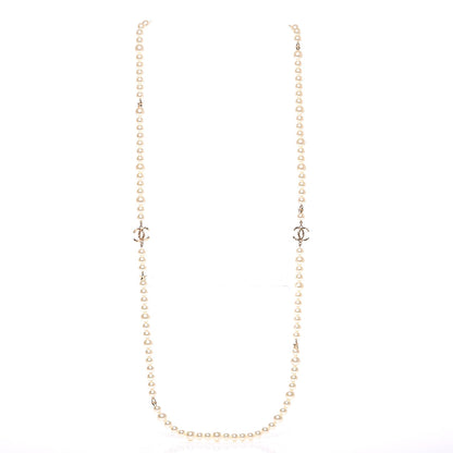 Chanel Graduated Pearl Studded CC Star Long Necklace Gold 3 of 8