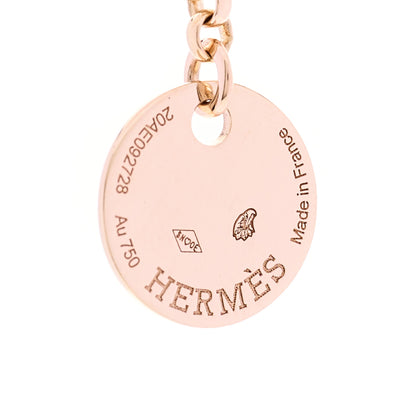 Hermes 18K Rose Gold Diamond PM Kelly Clochette Necklace 4 of 6