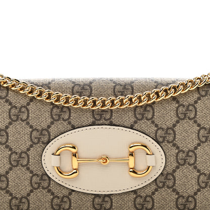 Gucci GG Supreme Monogram Azalea Calfskin Horsebit 1955 Wallet On Chain Beige Ebony Mystic White 8 of 10