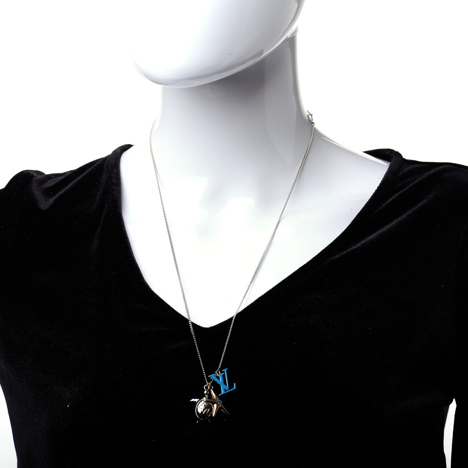 Louis Vuitton Lacquer Crystal Aquatics Necklace Silver 2 of 6