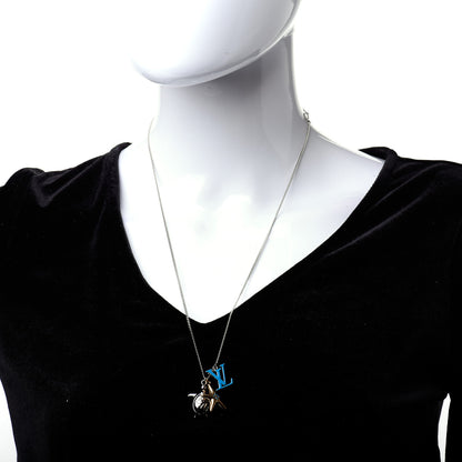Louis Vuitton Lacquer Crystal Aquatics Necklace Silver 2 of 6